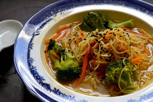 Brown Rice Noodles in a Ginger Sesame Broth….